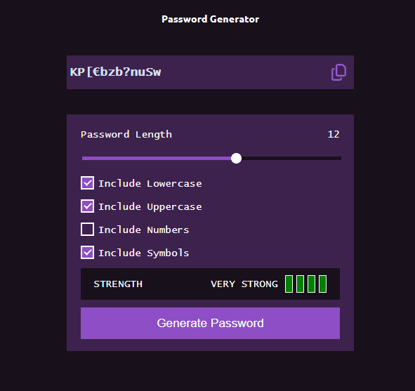 Aperçu de Password Generator
